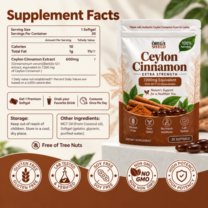 The Orega Shield Ceylon Cinnamon 7200mg with MCT Oil