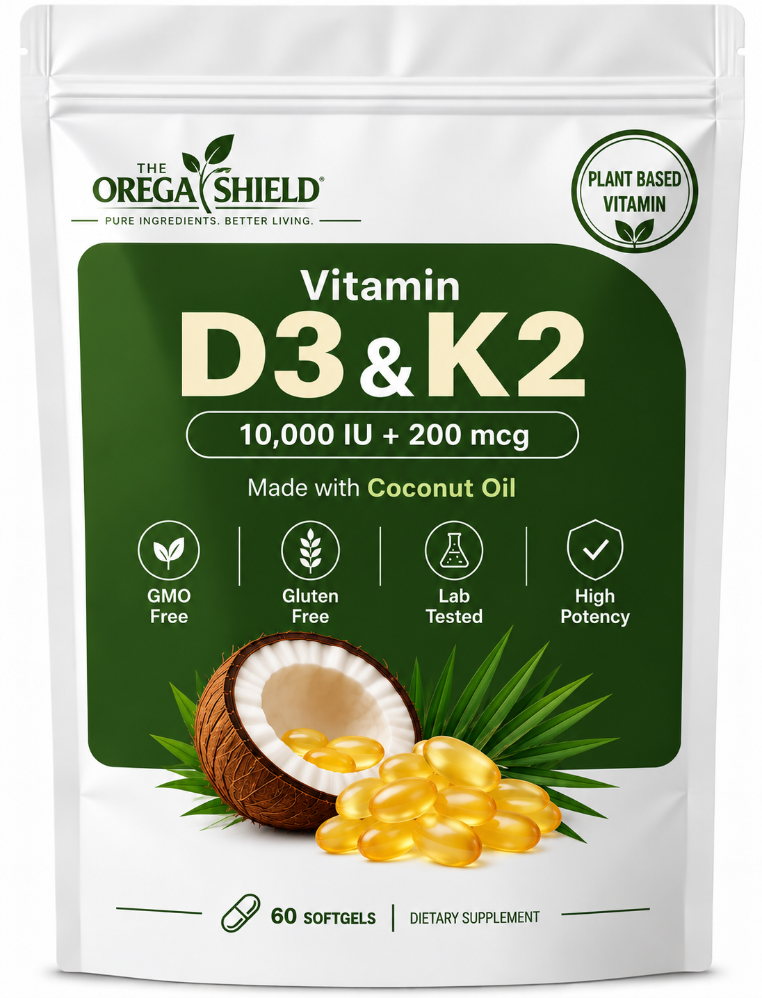 The Orega Sheild Vitamin D3 & K2 Supplement Softgels
